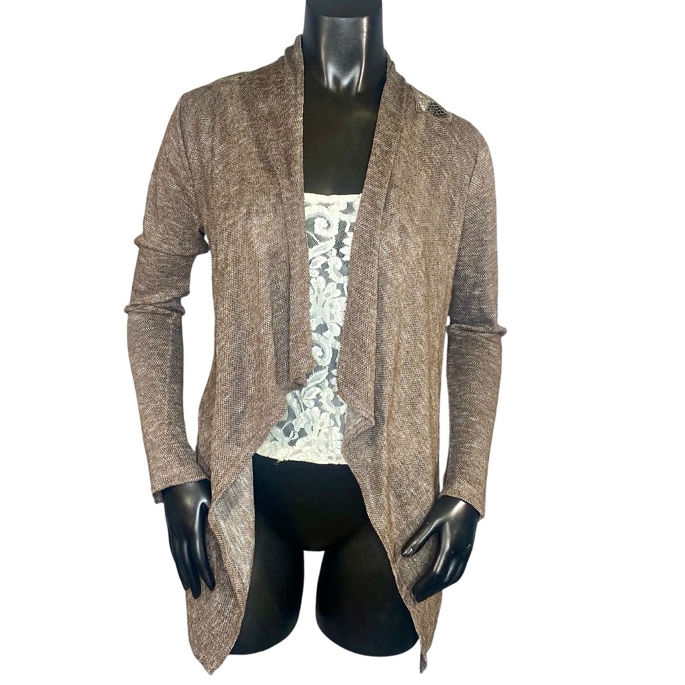 Brown Open Front Women's Sweater